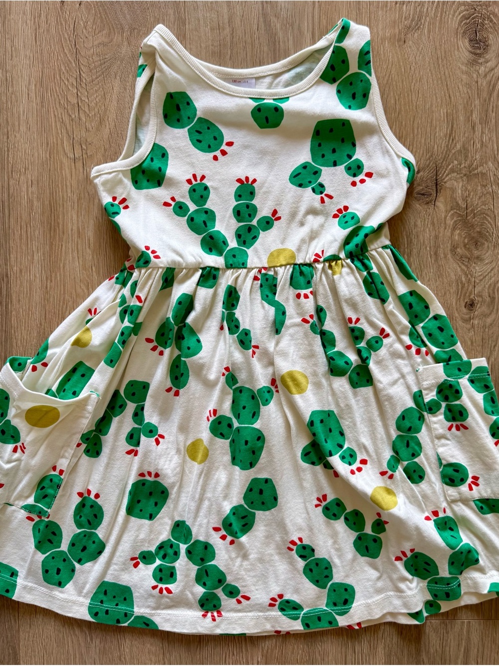 Hanna Andersson White Dress with Green Cactus and Red Accents